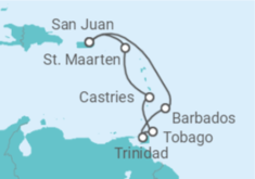 Reiseroute der Kreuzfahrt  Barbados, Trinidad Und Tobago, St. Lucia, Sint Maarten - Royal Caribbean