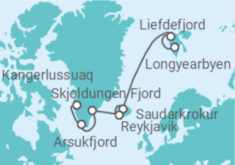 Reiseroute der Kreuzfahrt  Expedition Spitzbergen, Island und Grönland - Trilogie polarer Sehnsuchtsziele - Hapag-Lloyd Cruises