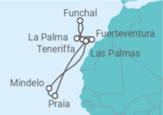 Reiseroute der Kreuzfahrt  14 Nächte - Kanaren mit Madeira II & Kapverdische Inseln I - Mein Schiff