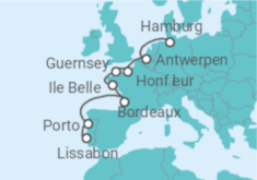Reiseroute der Kreuzfahrt  Von der Elbe südwärts bis zum Tejo - Hapag-Lloyd Cruises