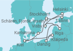 Reiseroute der Kreuzfahrt  In großer Schleife durch die Ostsee - Hapag-Lloyd Cruises