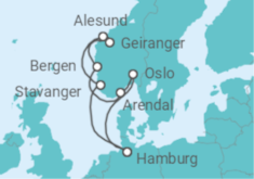 Reiseroute der Kreuzfahrt  Legendäre norwegische Fjordwelt - Hapag-Lloyd Cruises