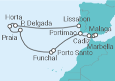 Reiseroute der Kreuzfahrt  Die Atlantischen Inseln und der Zauber Andalusiens - Hapag-Lloyd Cruises