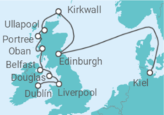 Reiseroute der Kreuzfahrt  Die Welt der Highlander - Hapag-Lloyd Cruises