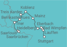 Reiseroute der Kreuzfahrt  Stuttgart • Heidelberg • Saarbrücken - Nicko Cruises