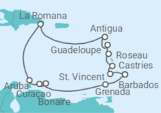 Reiseroute der Kreuzfahrt  Karibische Inseln ab Barbados mit Flug - AIDA