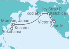 Reiseroute der Kreuzfahrt  Alaska & Japan Nordroute  - Holland America Line