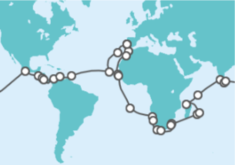 Reiseroute der Kreuzfahrt  Nicko Cruises Weltreise 2023 - Nicko Cruises