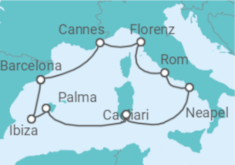 Reiseroute der Kreuzfahrt  Frankreich, Italien, Spanien - NCL Norwegian Cruise Line