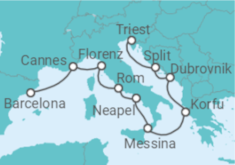 Reiseroute der Kreuzfahrt  Frankreich, Italien, Griechenland, Kroatien - NCL Norwegian Cruise Line