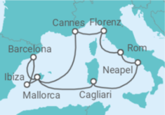 Reiseroute der Kreuzfahrt  Italien, Spanien, Frankreich - NCL Norwegian Cruise Line