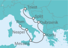 Reiseroute der Kreuzfahrt  Italien, Griechenland, Kroatien - NCL Norwegian Cruise Line