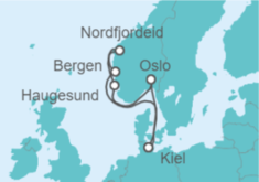 Reiseroute der Kreuzfahrt  Norwegen ab Kiel 1 - AIDA