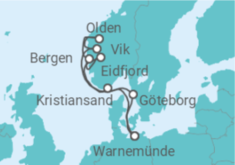 Reiseroute der Kreuzfahrt  Norwegens Fjorde ab Warnemünde 3 - AIDA