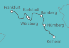 Reiseroute der Kreuzfahrt  Nürnberg • Bamberg • Würzburg • Frankfurt - Nicko Cruises