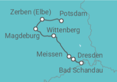 Reiseroute der Kreuzfahrt  Potsdam • Bad Schandau (Prag) • Dresden - Nicko Cruises