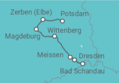 Reiseroute der Kreuzfahrt  Potsdam • Bad Schandau (Prag) • Dresden - Nicko Cruises