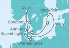 Reiseroute der Kreuzfahrt  Skandinavische Städte mit Stockholm - AIDA