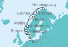 Reiseroute der Kreuzfahrt  Norwegen mit Lofoten & Nordkap - AIDA