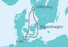 Reiseroute der Kreuzfahrt  Kurzreise nach Göteborg & Kopenhagen - AIDA