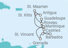 Reiseroute der Kreuzfahrt  Karibische Auszeit mit St. Vincent + Flug - MSC Cruises