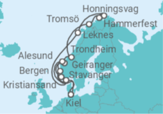 Reiseroute der Kreuzfahrt  15 Tage Norwegen mit Nordkap  - Nicko Cruises