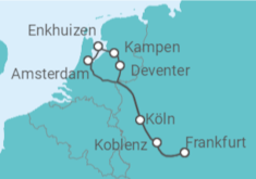 Reiseroute der Kreuzfahrt  Frankfurt • Amsterdam • IJsselmeer • Frankfurt - Nicko Cruises