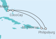 Reiseroute der Kreuzfahrt  Wunder der östlichen Karibik
- Royal Caribbean