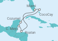 Reiseroute der Kreuzfahrt  Icon of the Seas mit Anreisepaket Miami - Royal Caribbean
