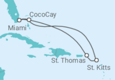 Reiseroute der Kreuzfahrt  Wunder der östlichen Karibik
- Royal Caribbean