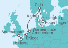 Reiseroute der Kreuzfahrt  Niederlande, Belgien, Frankreich, Spanien, Portugal - NCL Norwegian Cruise Line