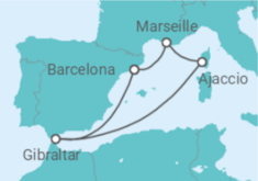 Reiseroute der Kreuzfahrt  France and Gibraltar - Princess Cruises