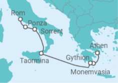 Reiseroute der Kreuzfahrt  Griechenland, Italien - WindStar Cruises