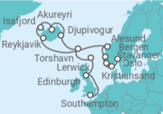 Reiseroute der Kreuzfahrt  Von Oslo (Norwegen) nach Southampton (England) - NCL Norwegian Cruise Line