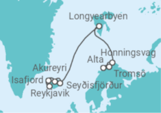 Reiseroute der Kreuzfahrt  Island, Norwegen - NCL Norwegian Cruise Line