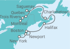 Reiseroute der Kreuzfahrt  Von New York (USA) nach Montreal (Kanada) - Seabourn