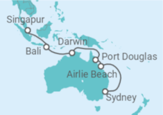Reiseroute der Kreuzfahrt  Australien - Celebrity Cruises
