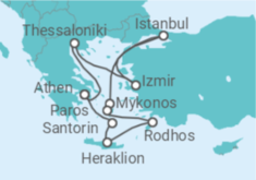 Reiseroute der Kreuzfahrt  Griechenland, Türkei - NCL Norwegian Cruise Line