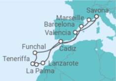 Reiseroute der Kreuzfahrt  Kanaren - Costa Kreuzfahrten