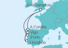 Reiseroute der Kreuzfahrt  Spanien, Portugal - Celebrity Cruises