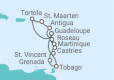 Reiseroute der Kreuzfahrt  Silvester in der Karibik - Costa Kreuzfahrten