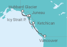 Reiseroute der Kreuzfahrt  Premium Explorer Alaska & Hotel in Vancouver - Celebrity Cruises