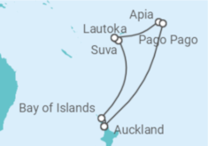 Reiseroute der Kreuzfahrt  Neuseeland, Fidschi Inseln, Amerikanisch-Samoa - Celebrity Cruises