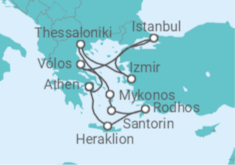 Reiseroute der Kreuzfahrt  Griechenland, Türkei - NCL Norwegian Cruise Line
