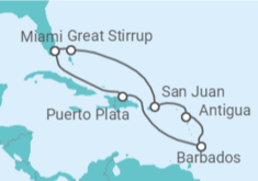 Reiseroute der Kreuzfahrt  Barbados, Antigua Und Barbuda, Puerto Rico - NCL Norwegian Cruise Line