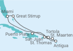Reiseroute der Kreuzfahrt  Puerto Rico, Amerikanische Jungferninseln, Antigua Und Barbuda, Sint Maarten, Britische Jungferni... - NCL Norwegian Cruise Line