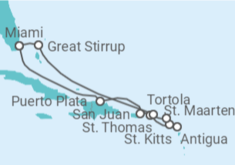 Reiseroute der Kreuzfahrt  Puerto Rico, Amerikanische Jungferninseln, Antigua Und Barbuda, Sint Maarten, Britische Jungferni... - NCL Norwegian Cruise Line