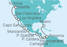 Reiseroute der Kreuzfahrt  Von Miami nach Seattle (USA) - NCL Norwegian Cruise Line
