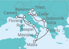 Reiseroute der Kreuzfahrt  Von Triest (Italien) nach Civitavecchia (Rom) - NCL Norwegian Cruise Line