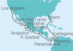 Reiseroute der Kreuzfahrt  Von Miami nach Los Angeles (USA) - NCL Norwegian Cruise Line